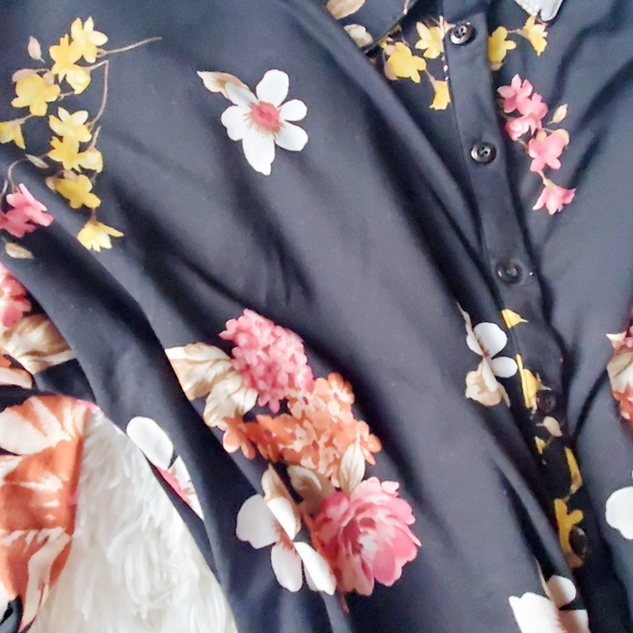 BOHO FLORAL BUTTON-DOWN DRESS - Picture 2 of 5